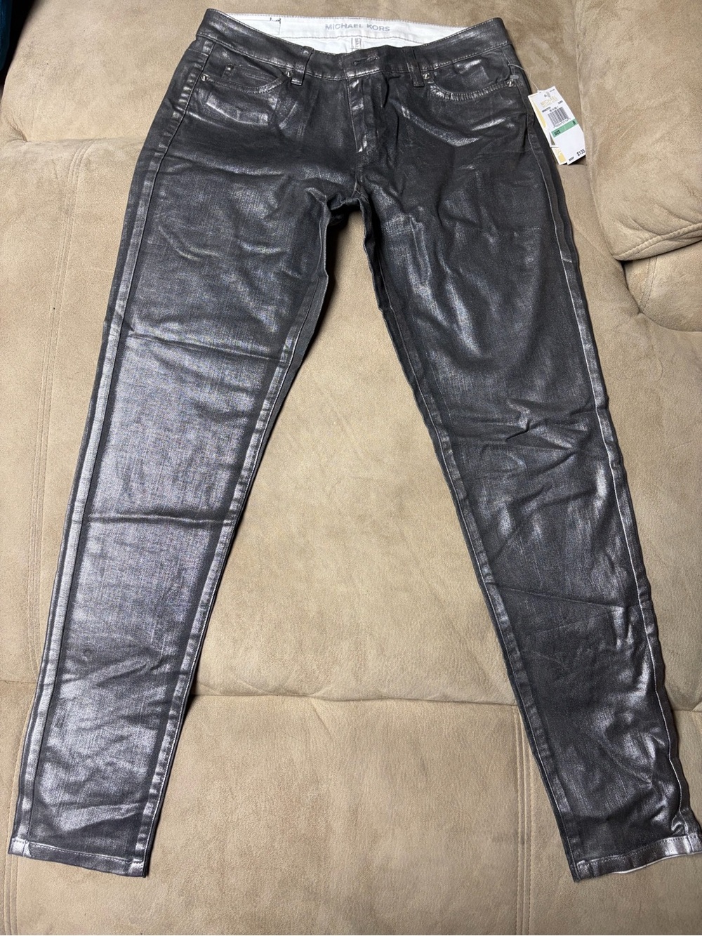Michael Kors Metallic Charcoal Skinny Pants